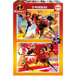 PUZZLE 2X100 INCREIBLES 2